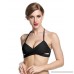 Wlone Triangle Bikini Top Push up Padded Crisscross Ruched Halter Swimsuit Top Black-4965 B07FKFG6XP
